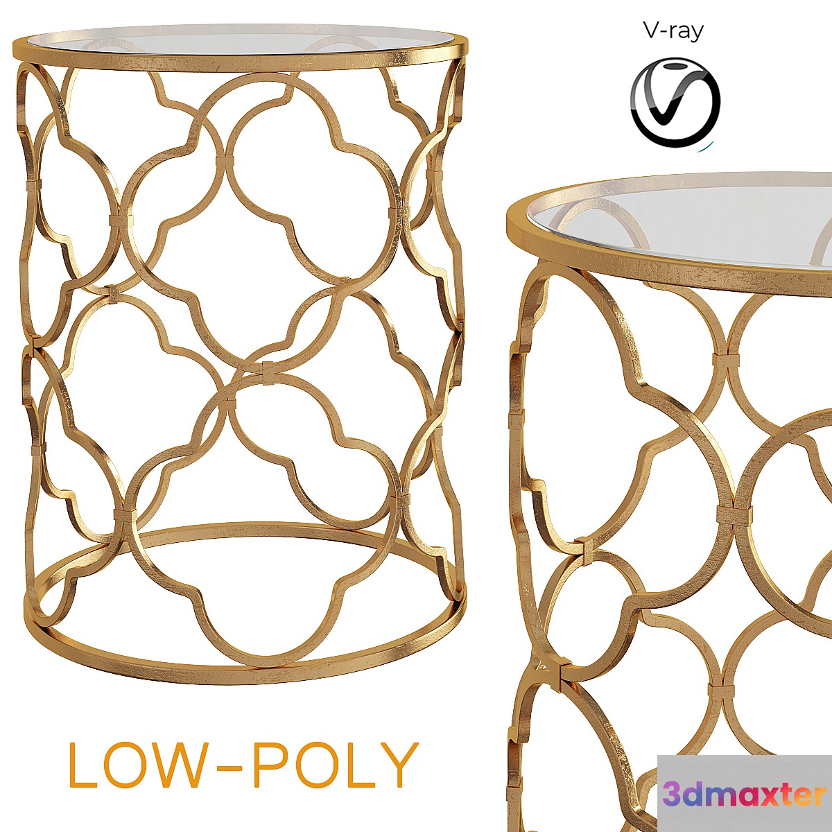 Benzara Superb Metal Glass Accent Table 3D Max