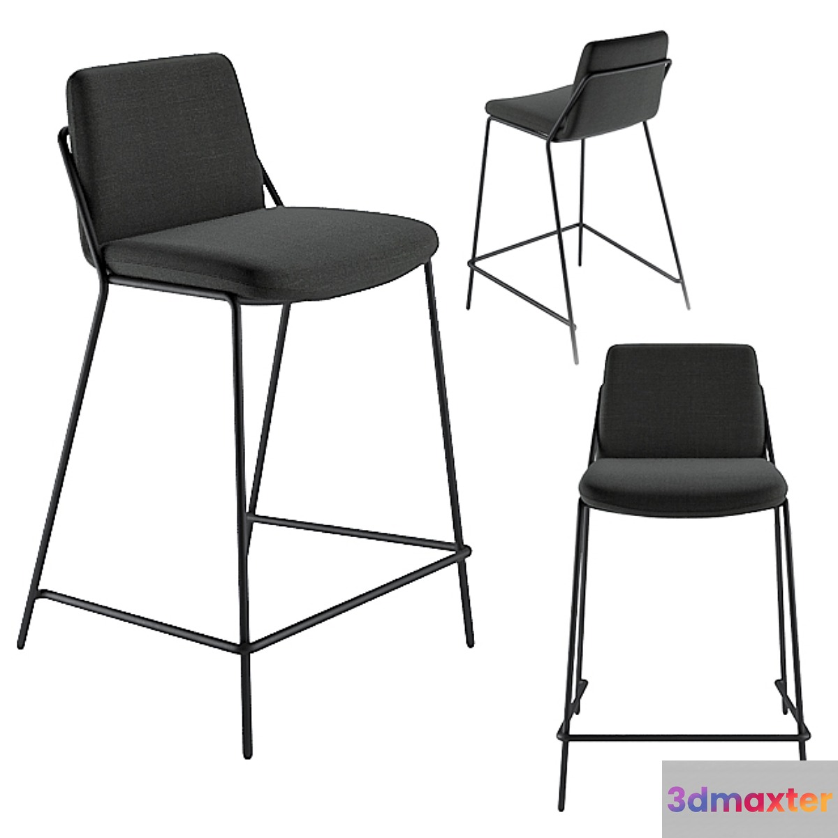 Industry West SLING COUNTER STOOL UPHOLSTERED 3D Max
