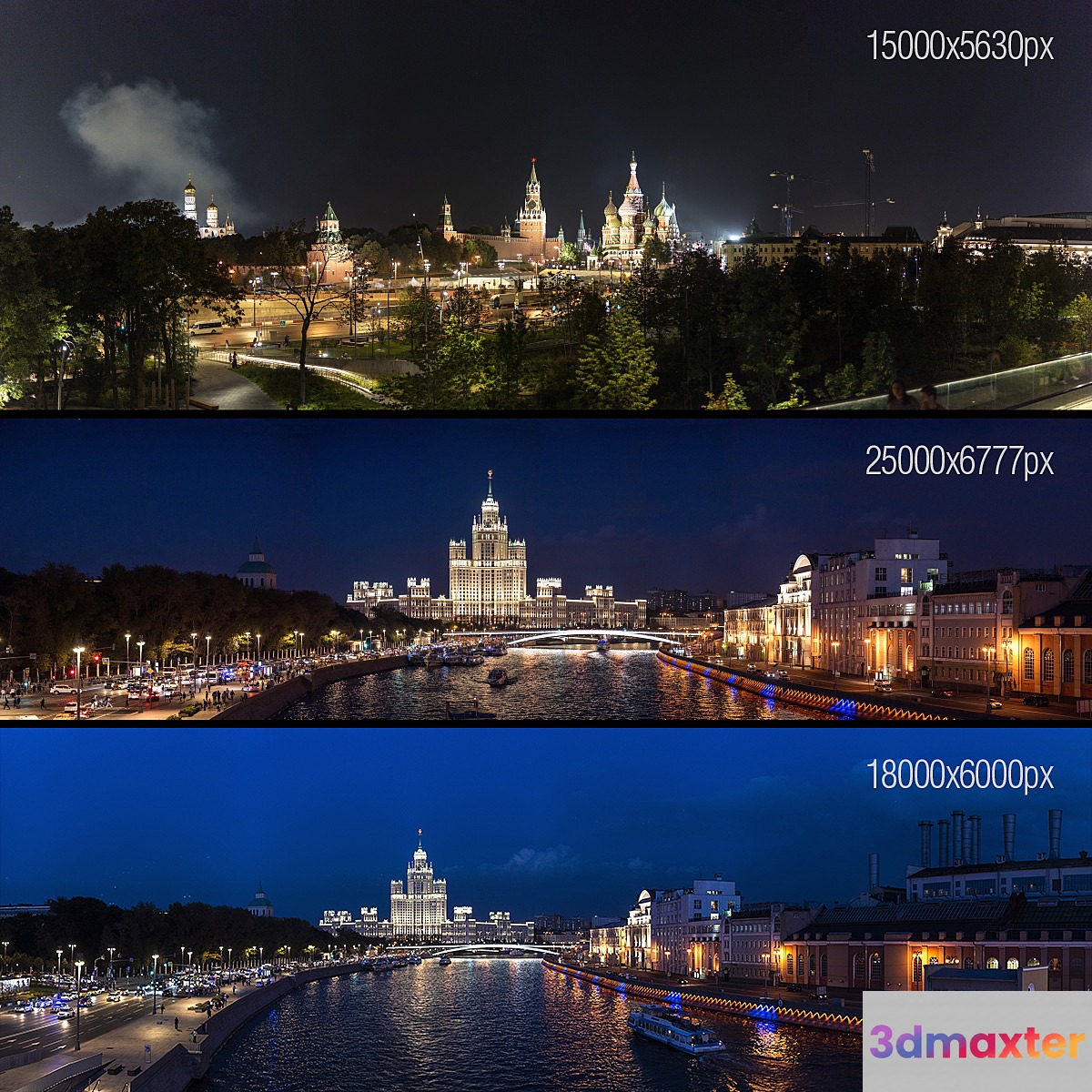 Night view of the Kremlin and the Moscow River