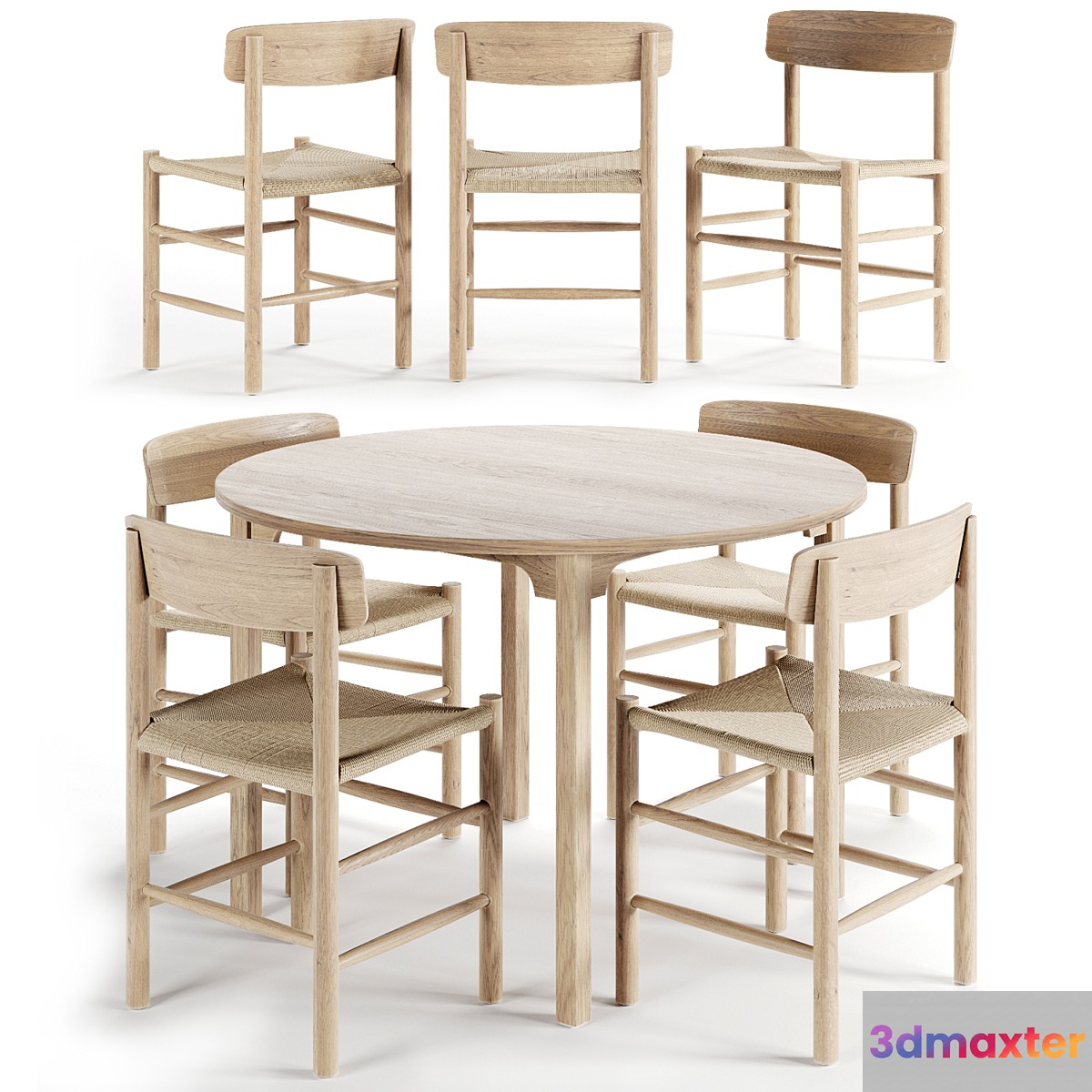 AVE Borge Mogensen Shaker Chair & Dining Table 3D Max