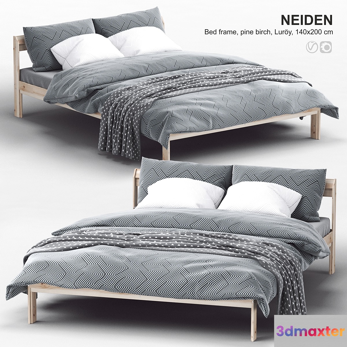 Ikea NEIDEN Bed frame pine birch Luröy - No.2