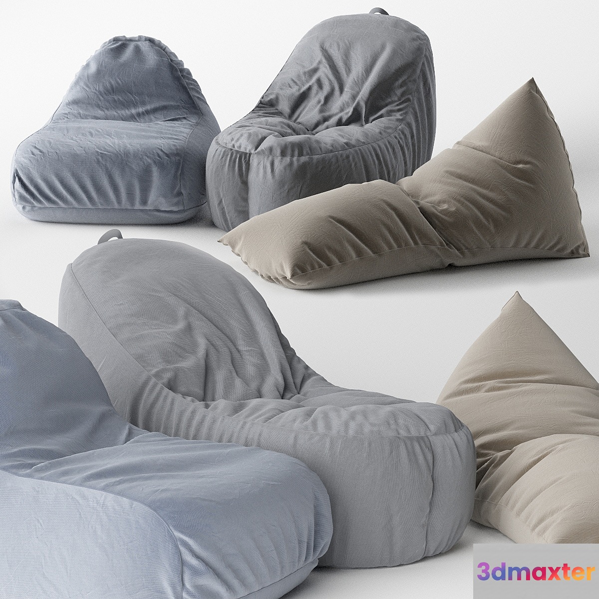 Set Bean Bags (IKEA and Woodnotes) 3D Max