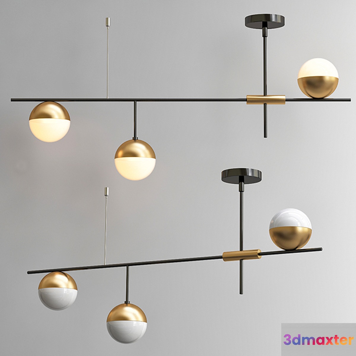 Chandelier Balls white & brass 3 - No.3