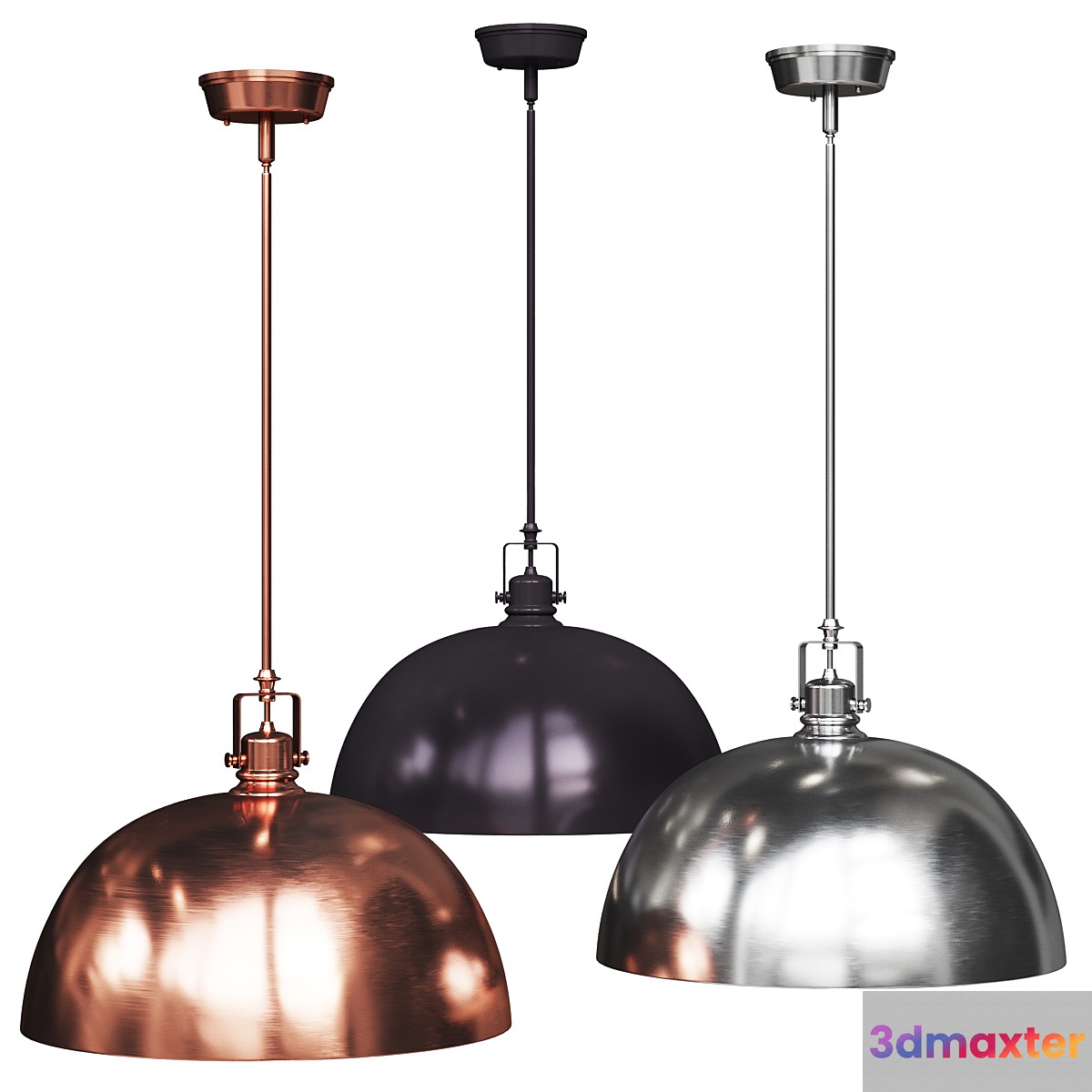 Southlake 1-Light Bowl Pendant brushed copper nickel and black olive 3D Max