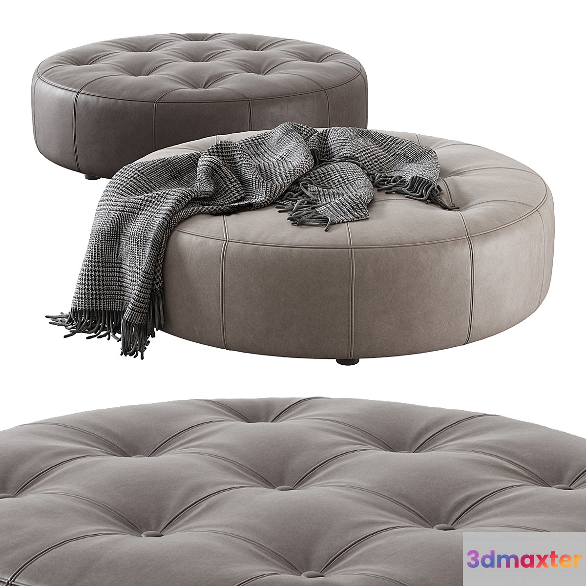 Leathercraft _ Vivian Round Ottoman - No.3