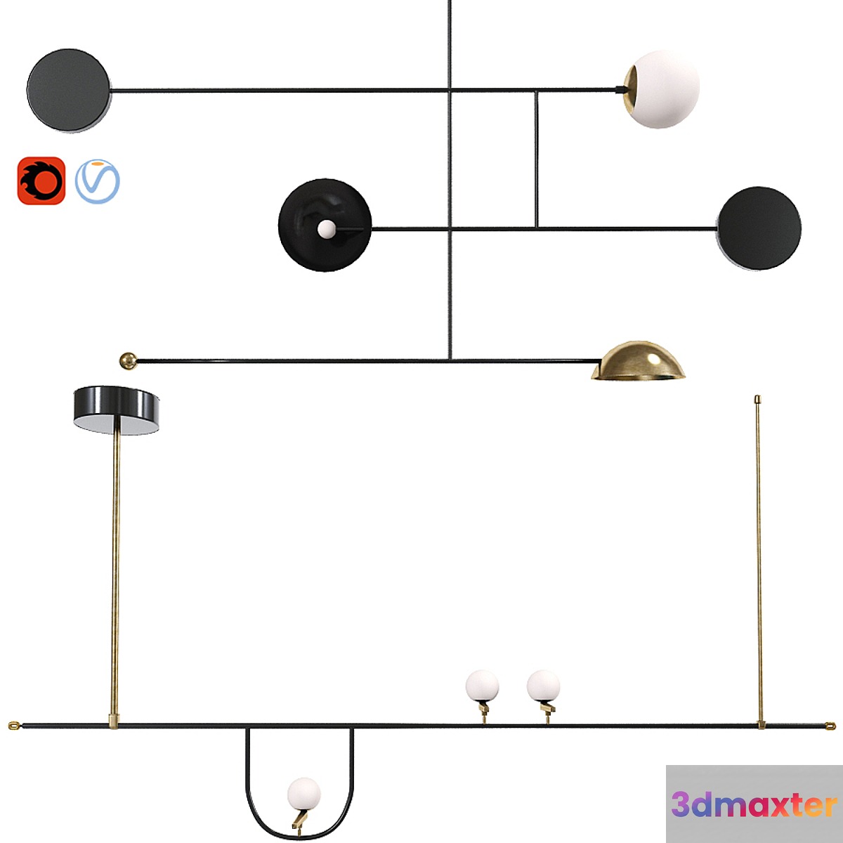 Ceiling Light Set 31 3D Max