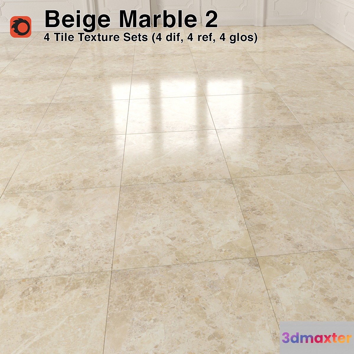 Beige Marble Tiles - 2 3D Max