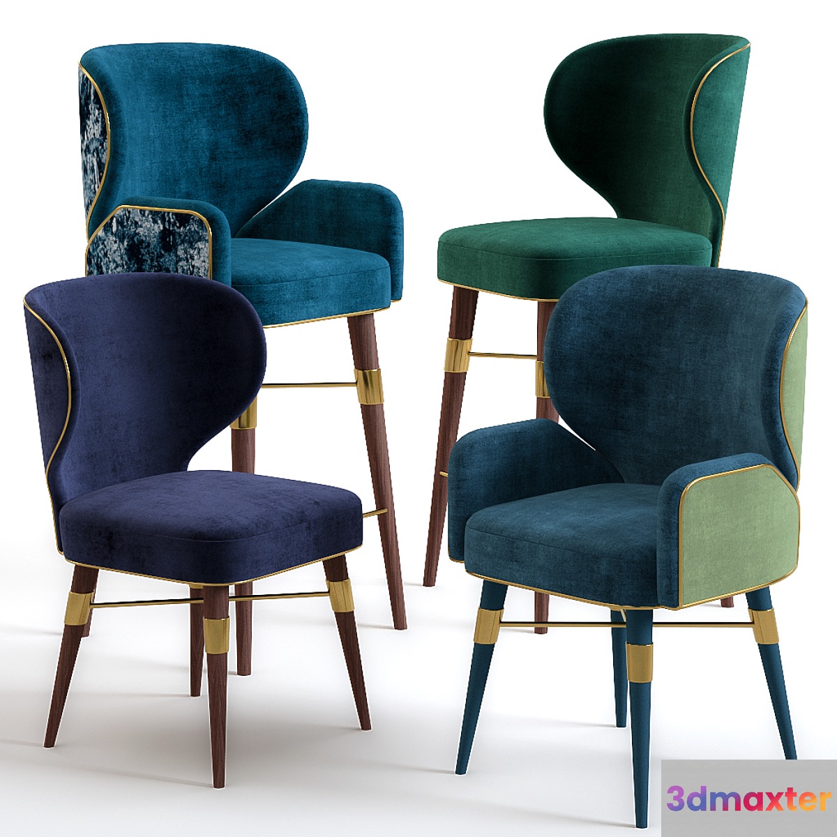Louis Mid-Century Dining Chairs by Ottiu 3D Max