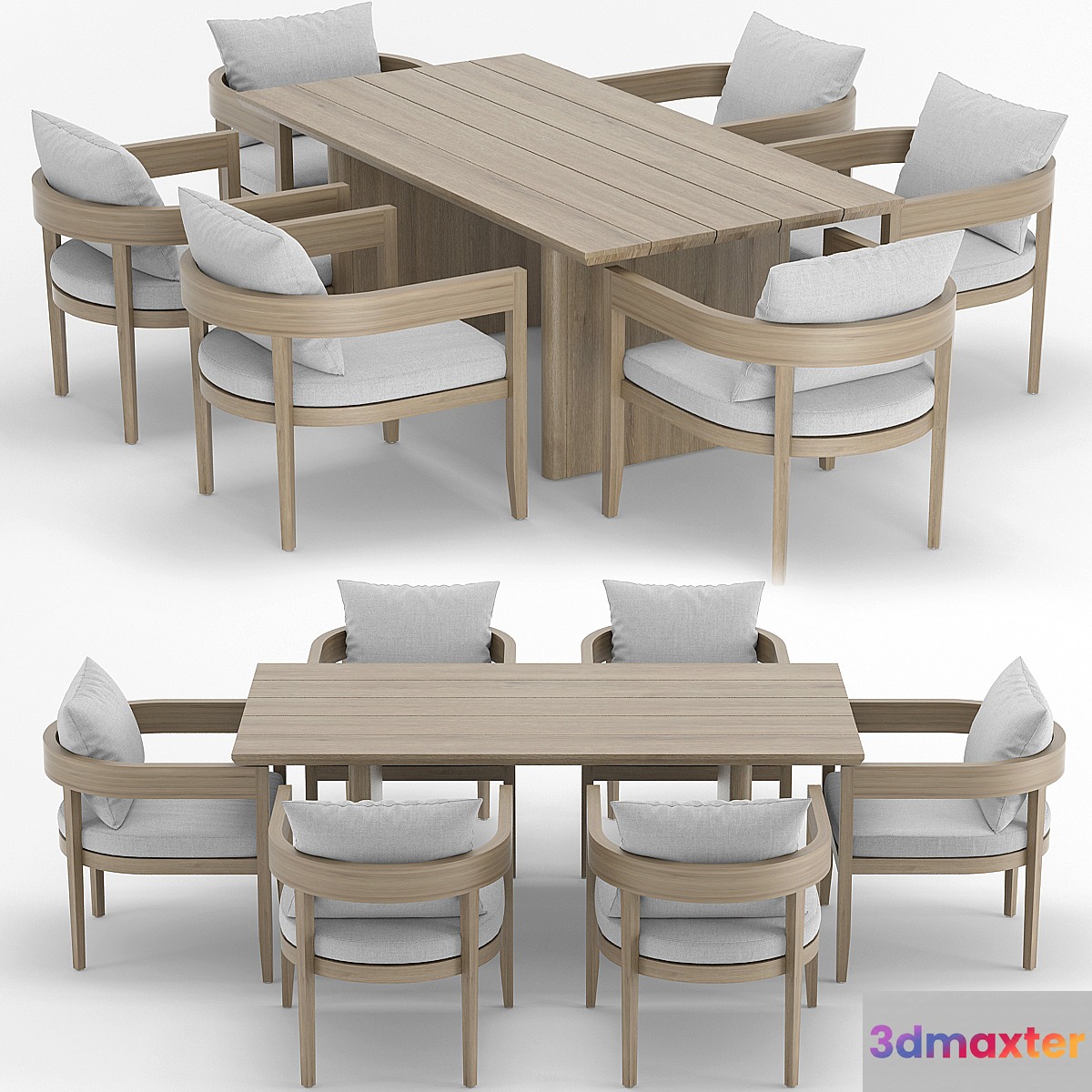 RH Outdoor Baimain restangular table-chair 3D Max