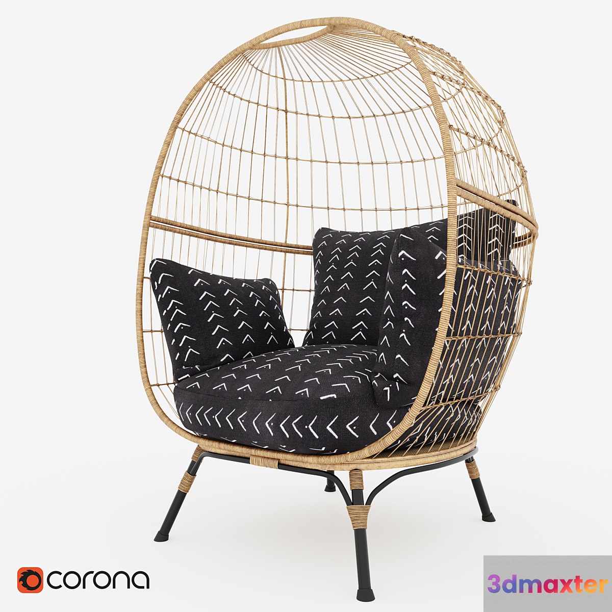 Southport Vee Striped Egg Chair 3D Max