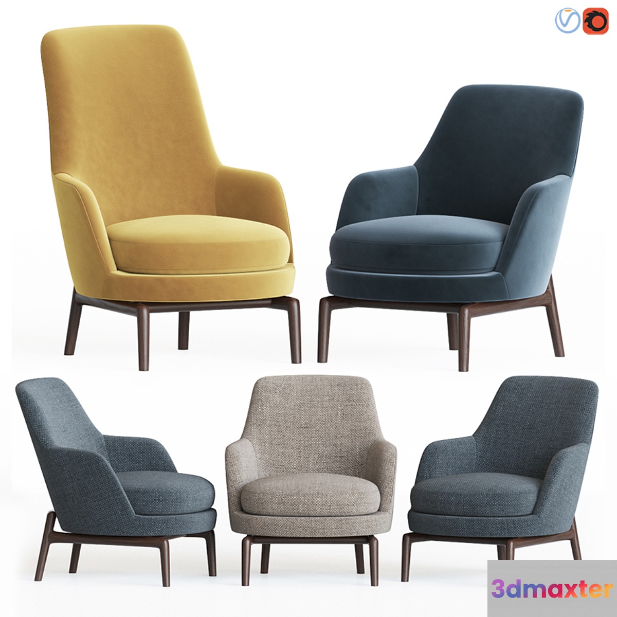Leda Armchair Flexform Set 3D Max