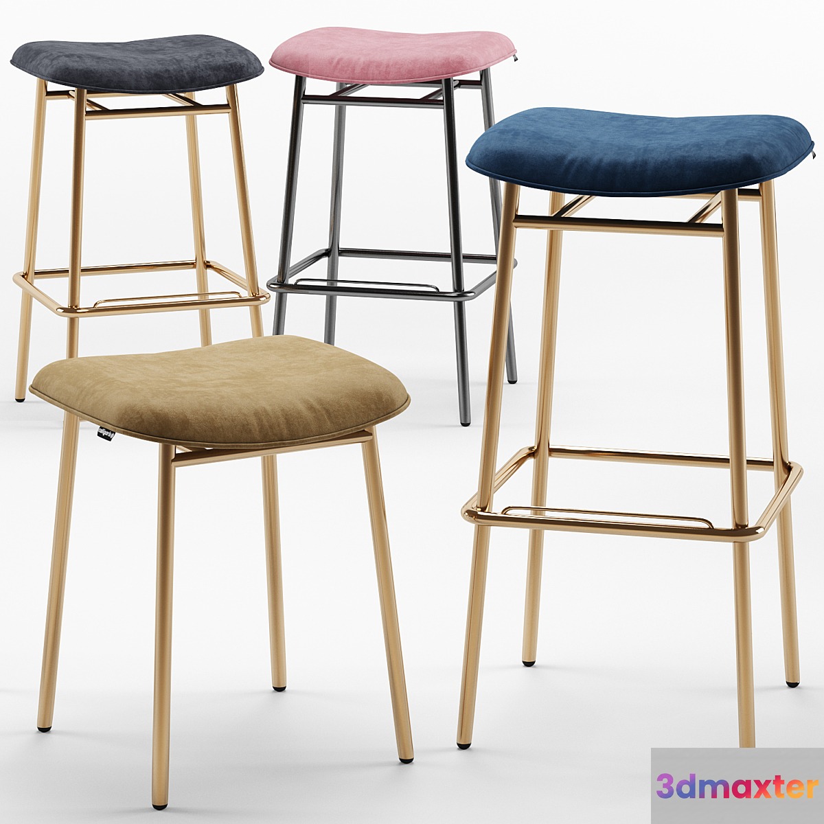 Fifties Backless Bar Stool - Calligaris 3D Max