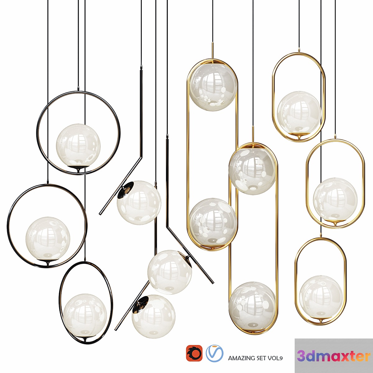 Lampatron HOOP pendant Lights amazing set vol. 9 3D Max