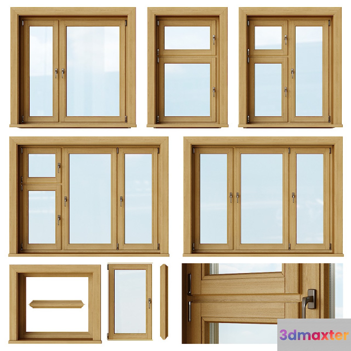 Set of wooden windows 1 + Designer