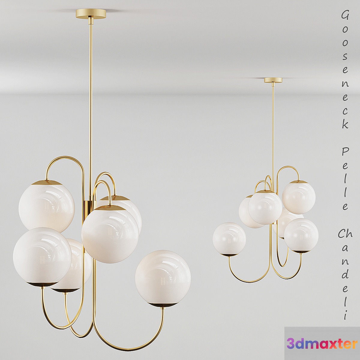 Gooseneck pelle chandelier 3D Max