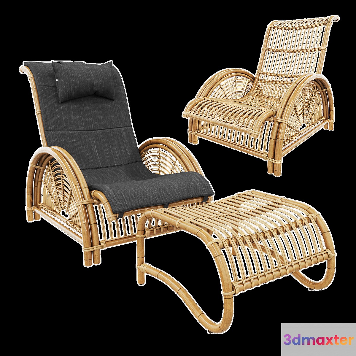 Paris Chair and Foot Stool 3D Max