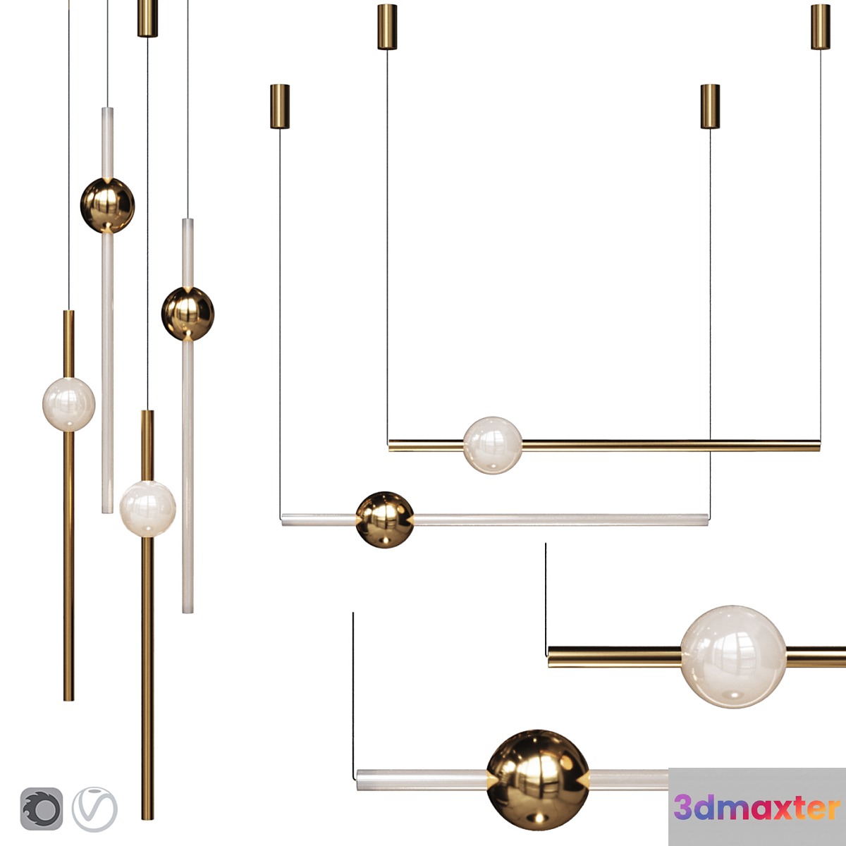 Pendant lamp Lee Broom ORION GLOBE LIGHT POLISHED GOLD 3D Max