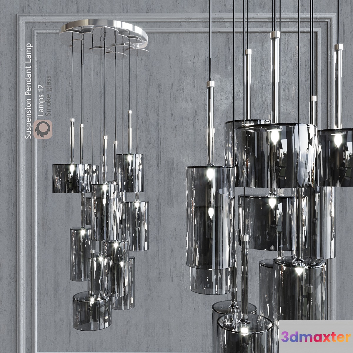 Pendant lamp AXO Light Spillray SP lamps 12 smoke glass
