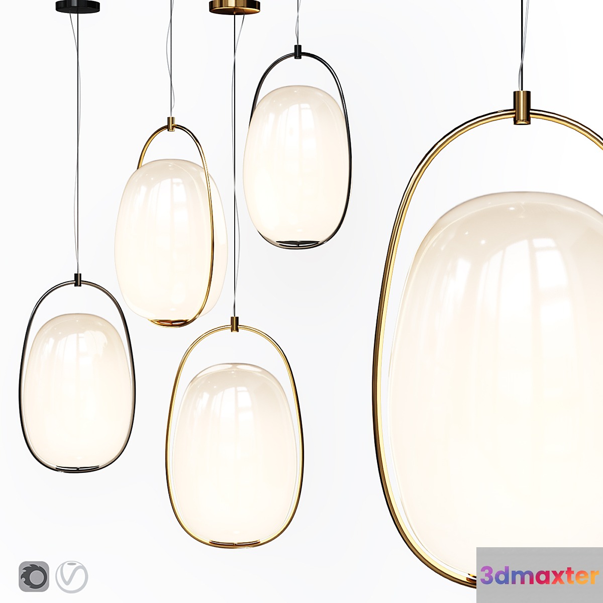 Pendant lamp Lanna Kundalini Suspension Lamp Black and Brass 3D Max