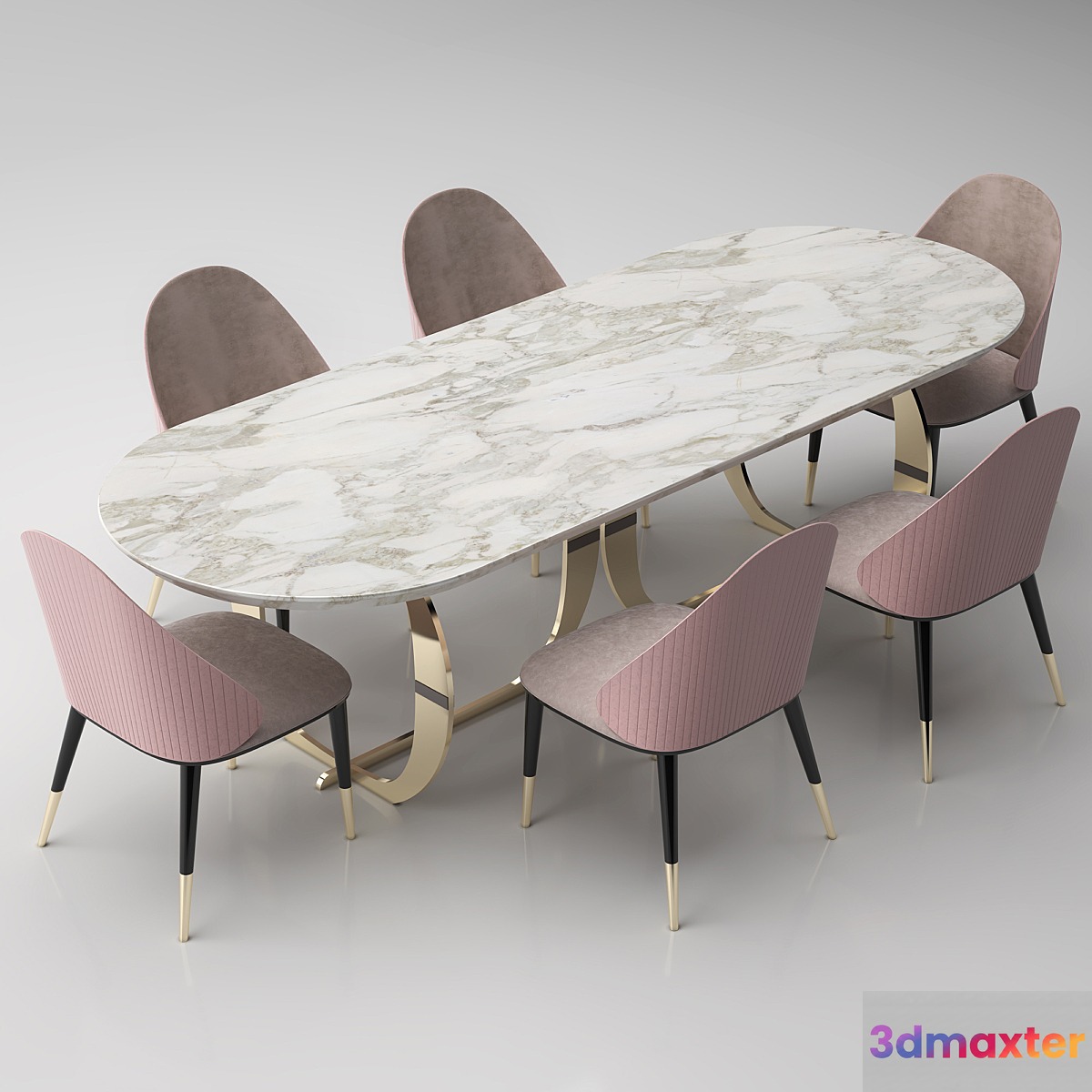 Italian dining room table + chair 3D Max