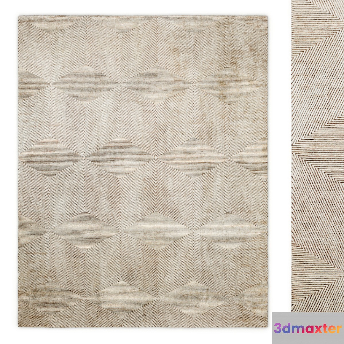 Mosaic Hand-Knotted Silk Rug RH 3D Max