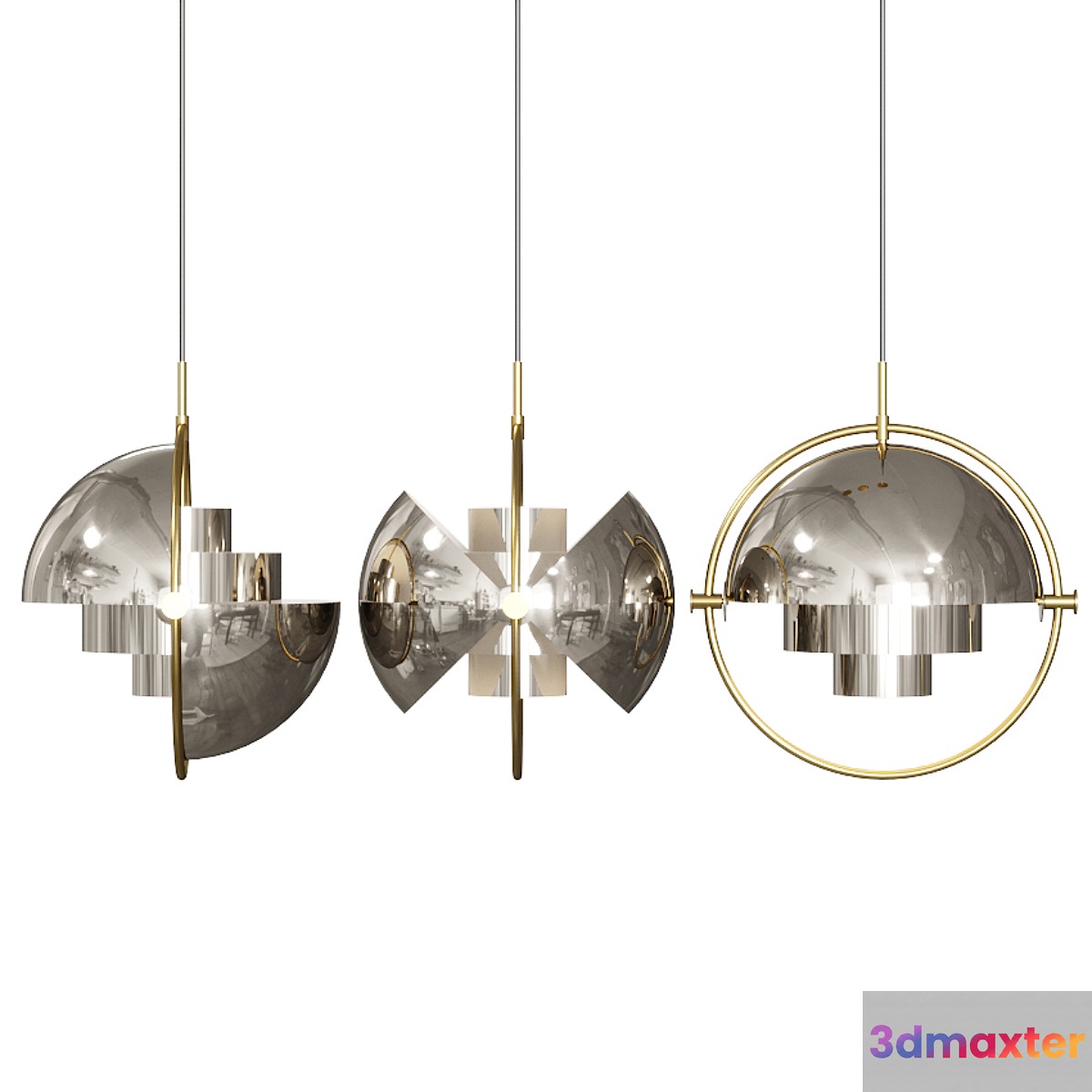Gubi Multi Lite Pendant Louis Weisdorf Nickel 3D Max