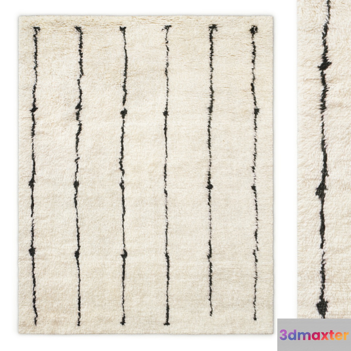 Corsivo Hand-Knotted Wool Rug RH 3D Max