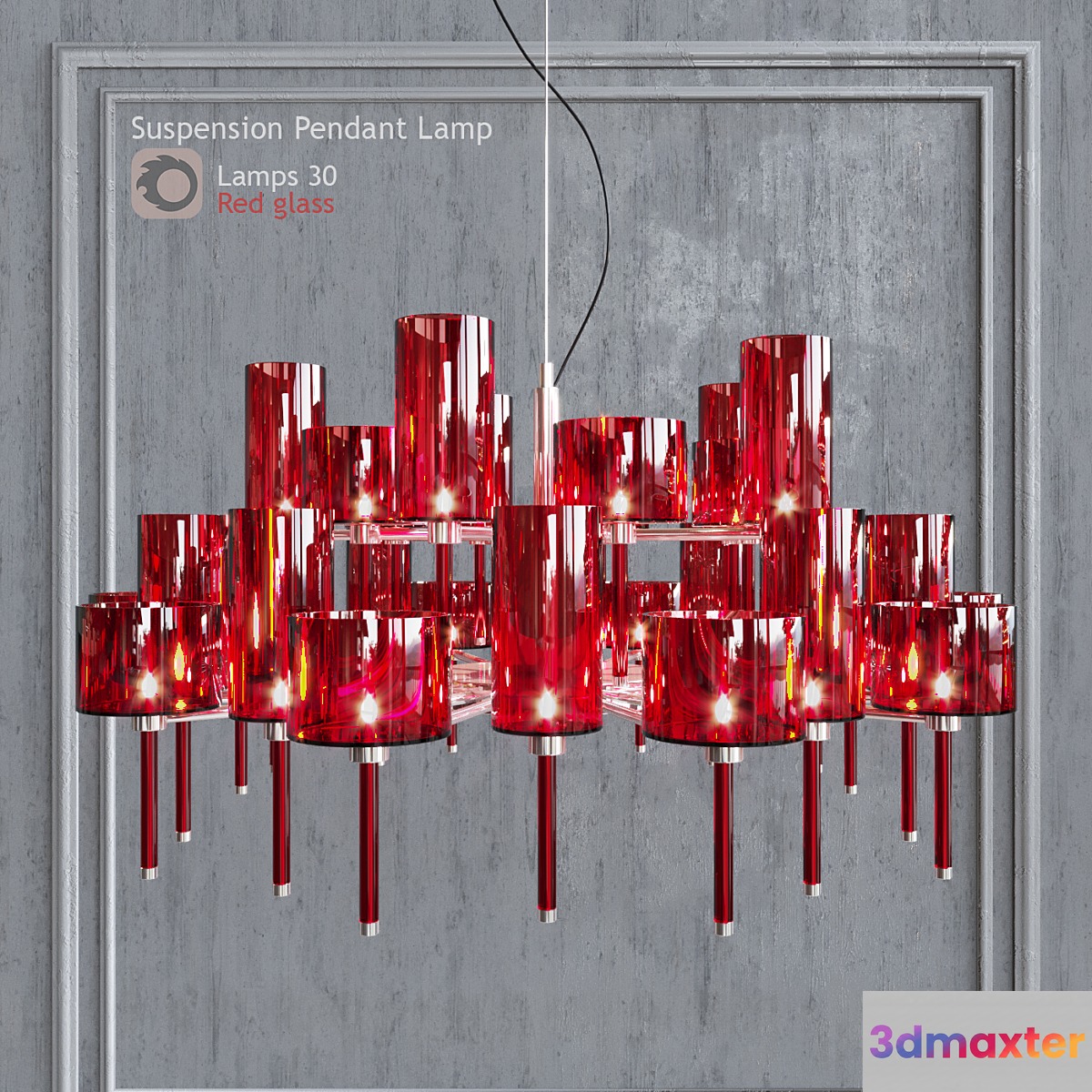 Chandelier AXO Light Spillray SP lamps 30 red glass 3D Max