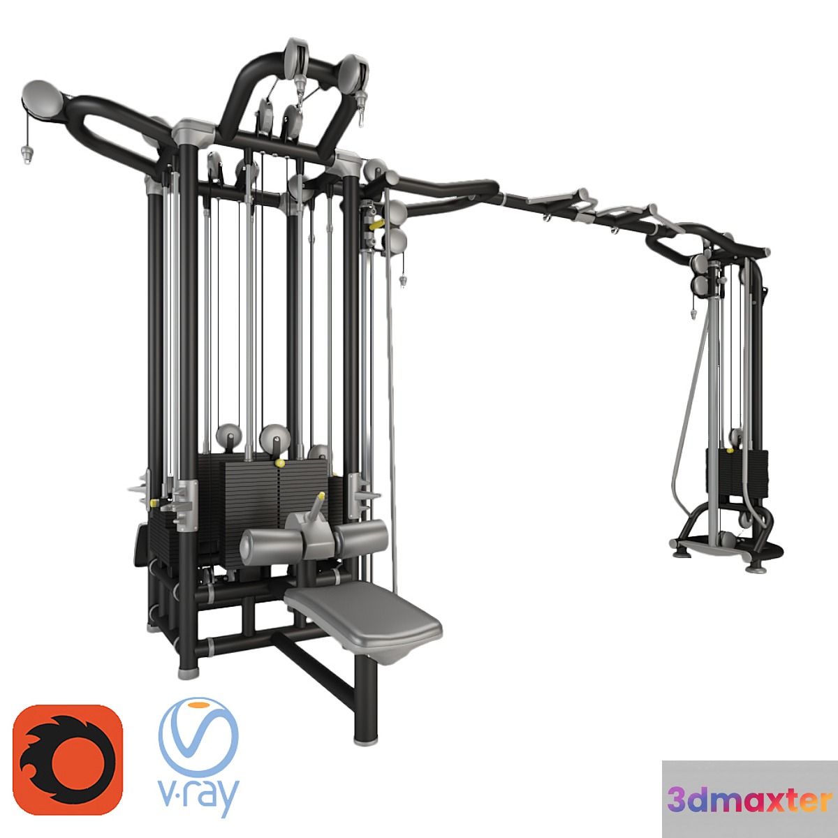 Cable Station Black_Set 02 3D Max