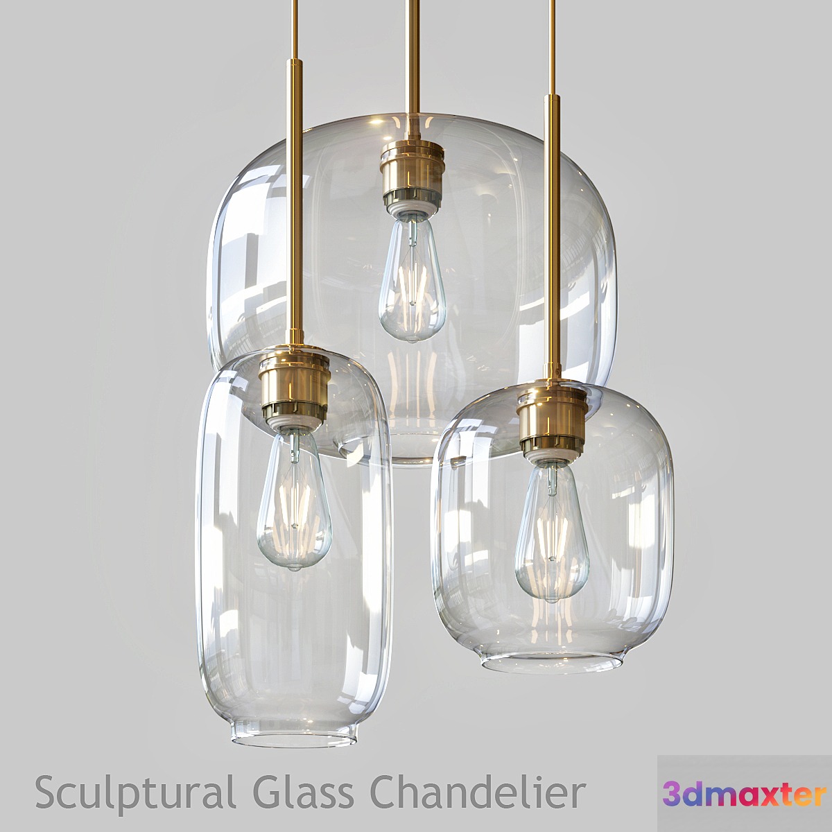 Sculptural glass chandelier 3D Max