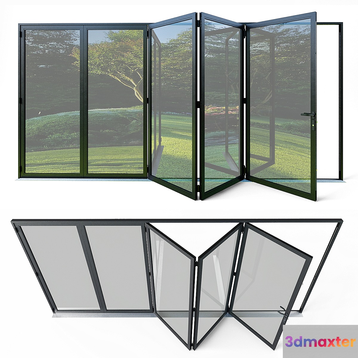 Bi folding doors 3D Max