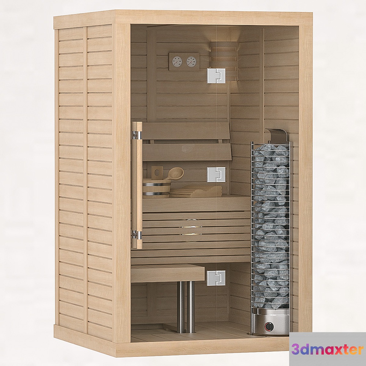 Finnish sauna Sawo Glass Front 3D Max