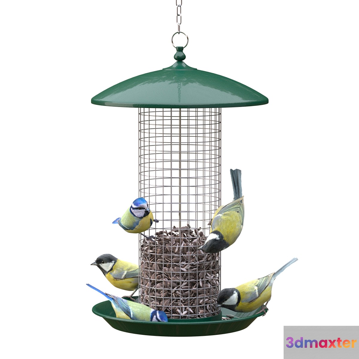 Great Tits and Blue Tits at bird feeder - No.4