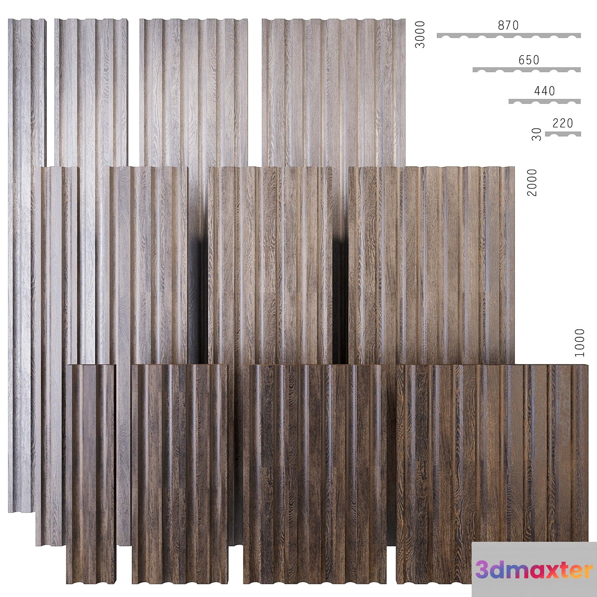 Corrugated wood panels WD5 3D Max