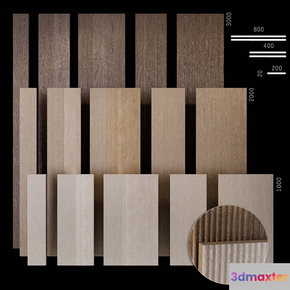 Corrugated wood panels WD9 3D Max