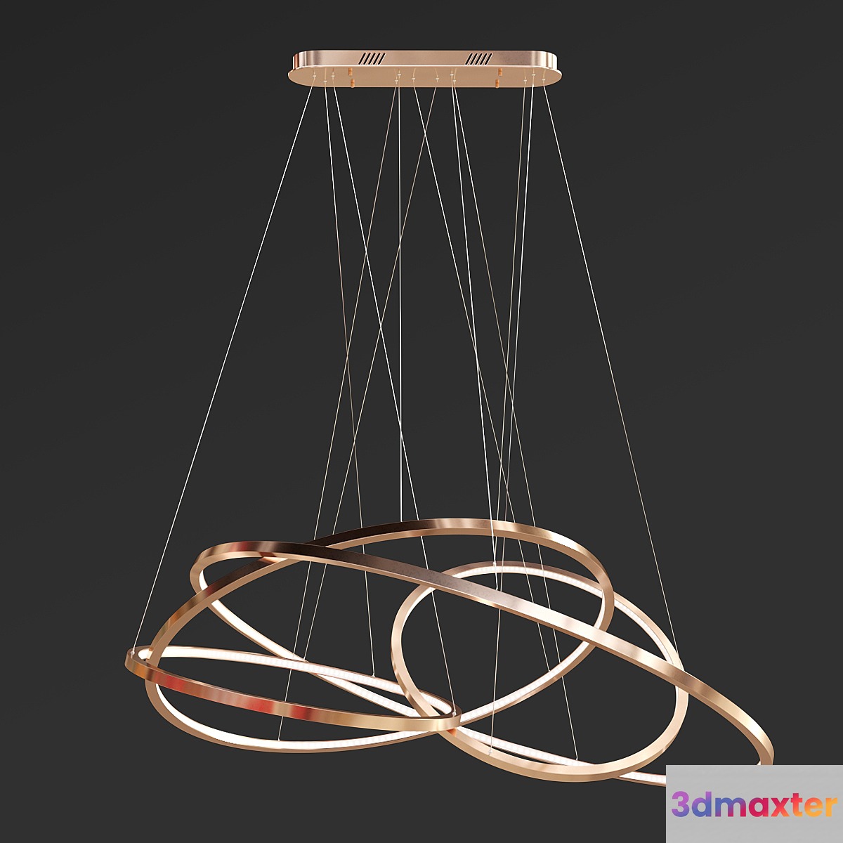 LED Oval Rings Chandelier 3D Max