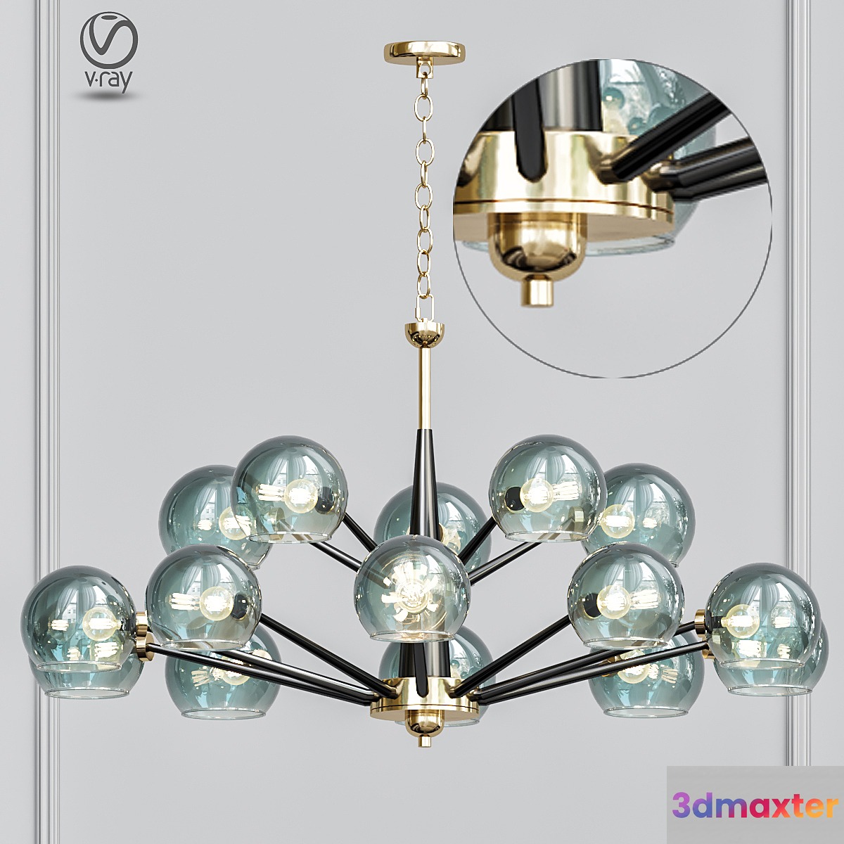 Thalia chandelier blue glass 15 3D Max