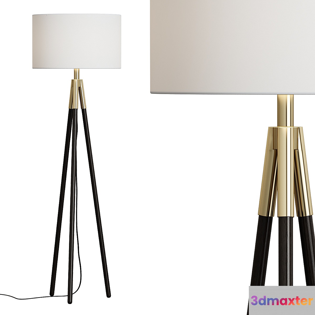 Crate & Barrel _ Hyde Brass and Bronze Metal Tripod Floor Lamp