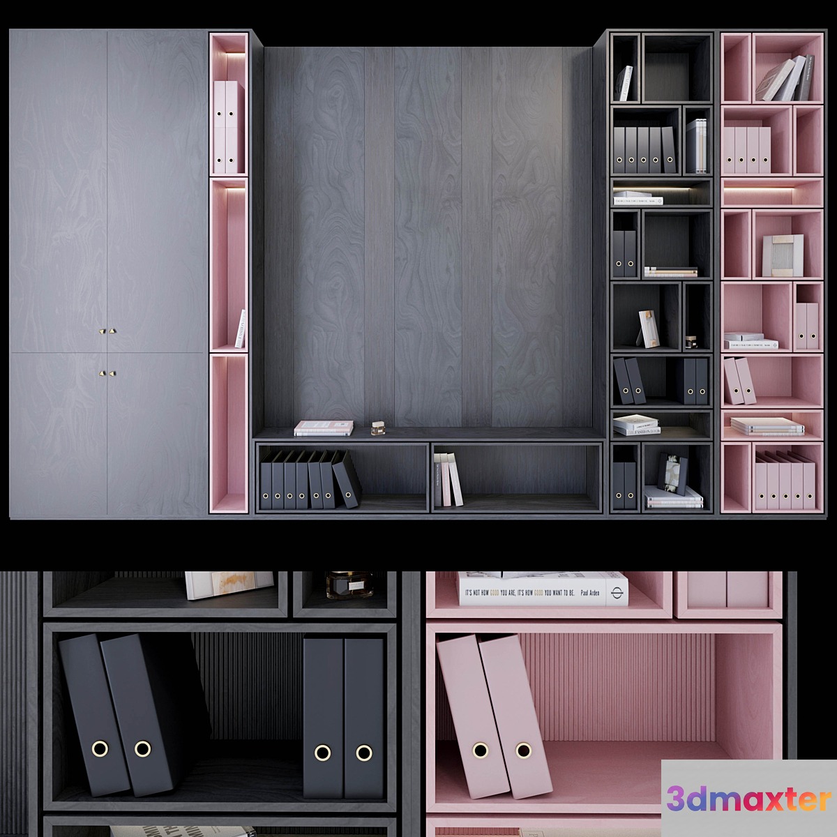 Wardrobe _ plywood black and pink 3D Max
