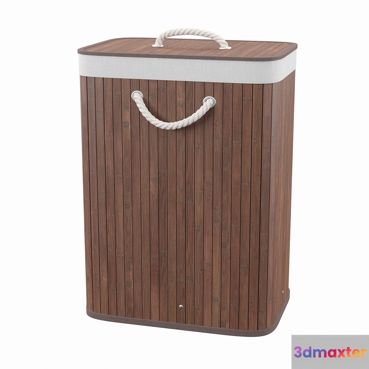 Bamboo Rectangular Laundry Hamper 3D Max