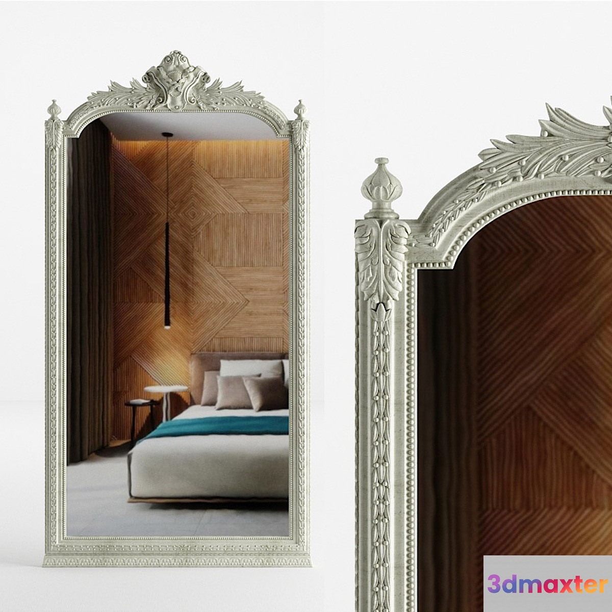 Baroque floor carved mirror 3D Max