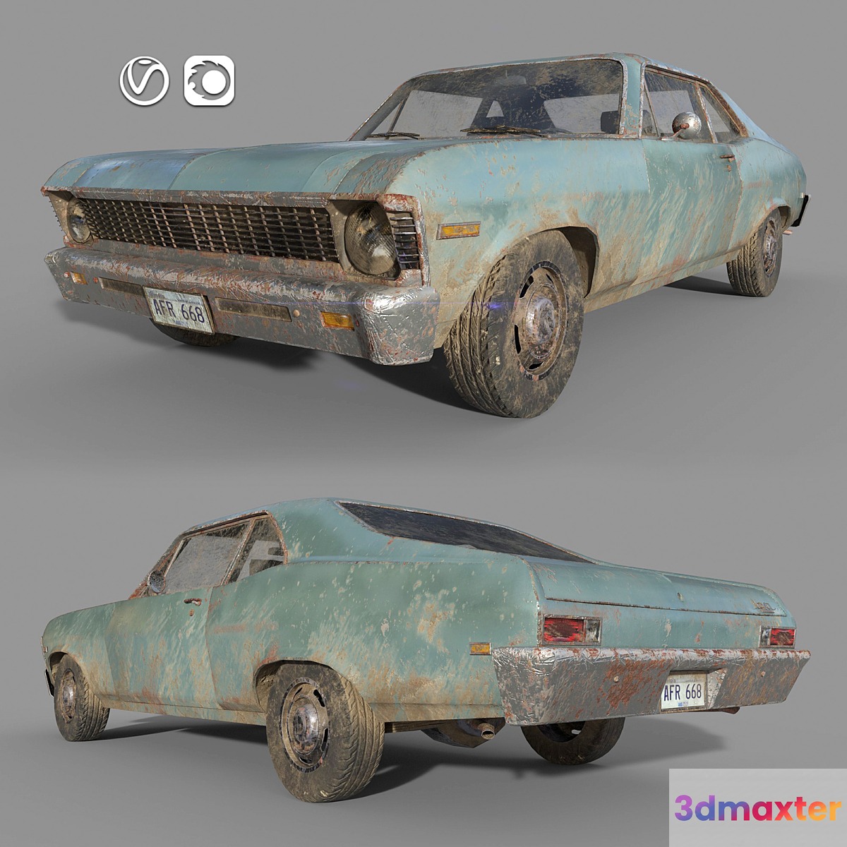 Chevrolet Nova 1969 Low Poly 3D Max