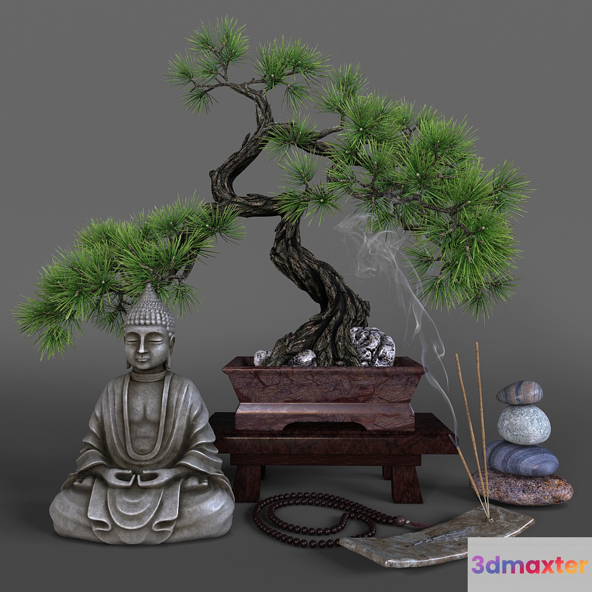 Decorative set in oriental style. 3D Max