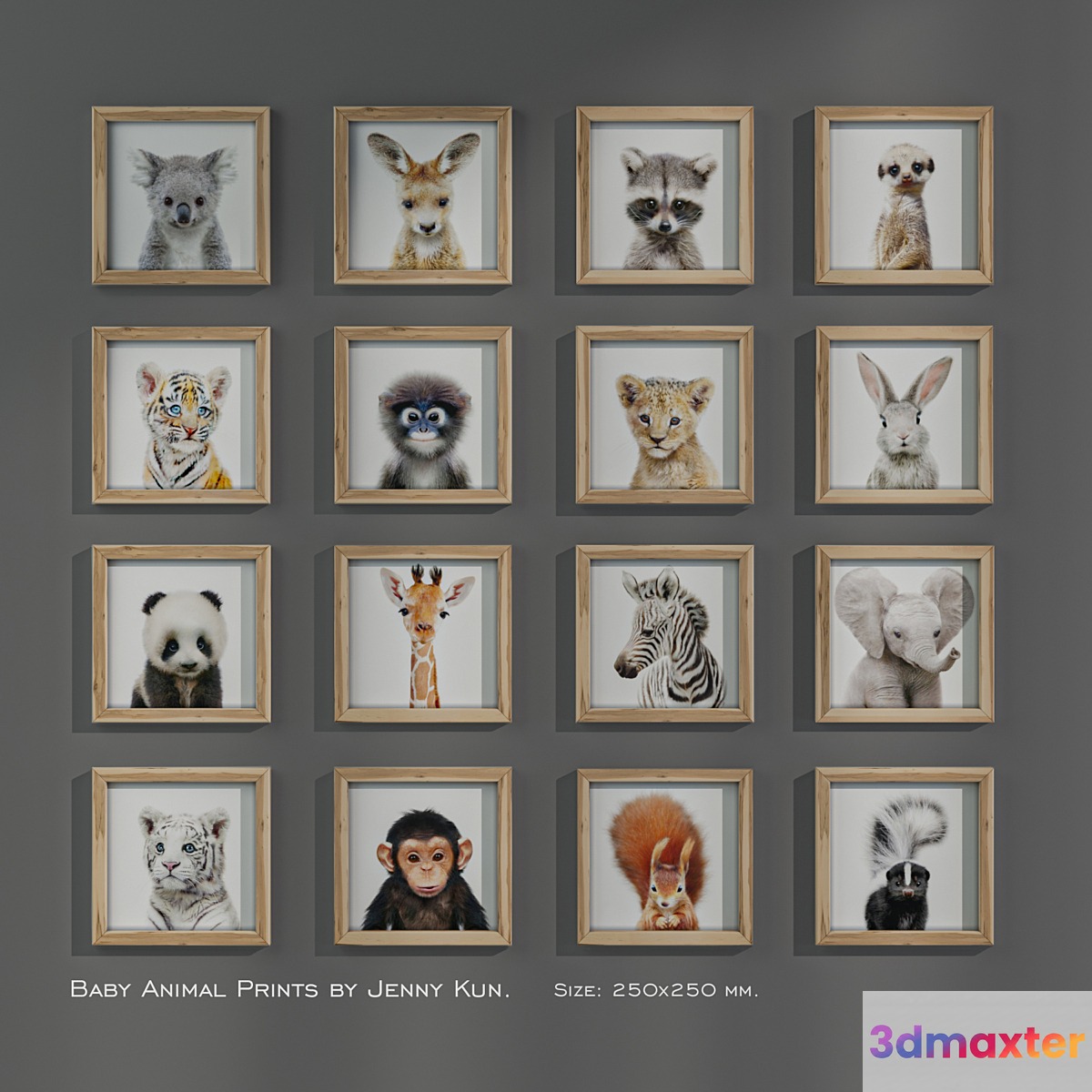 Baby Animal Prints by Jenny Kun. Size: 250x250mm.