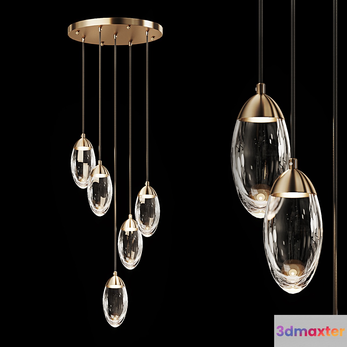 Glass pendant light combination FIERA 5 - No.3