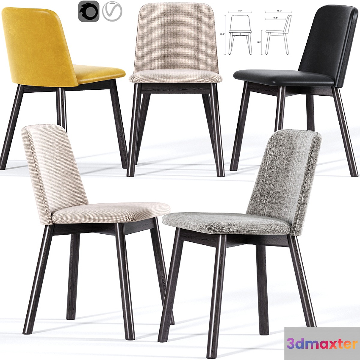 Chip dining chair 3D Max