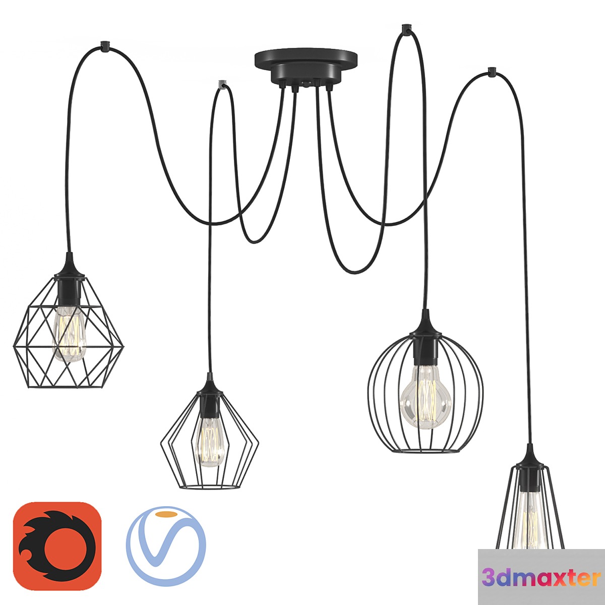 Bagira Chandelier 4 lights 3D Max