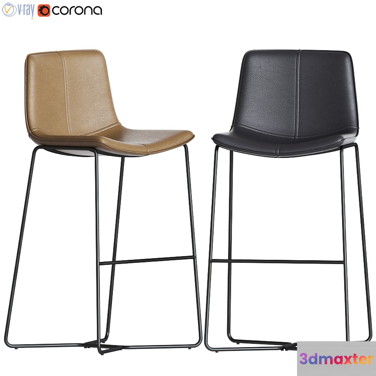 Slope Leather Bar. Counter Stools West elm 3D Max