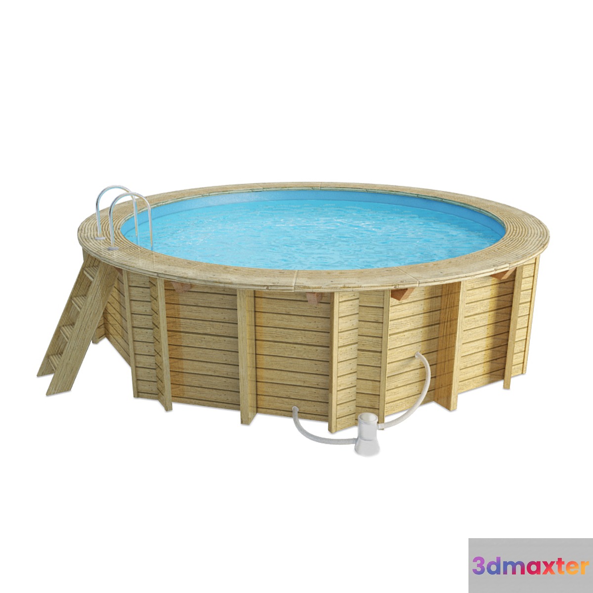 Wooden Round Swimming Pool 3D Max