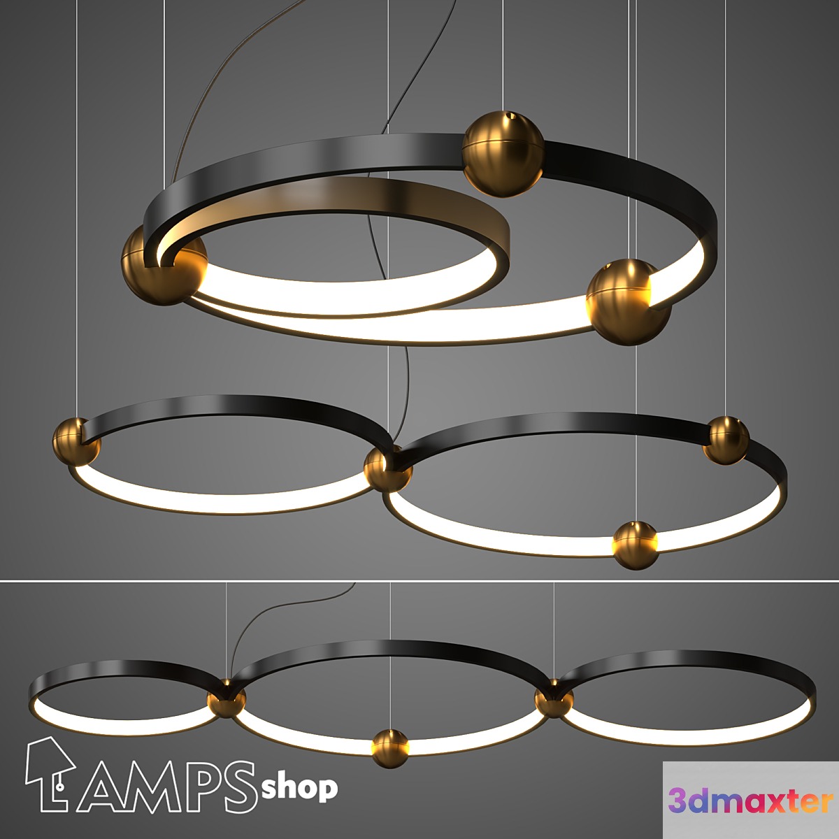 L1143 Chandeliers mating rings 3D Max